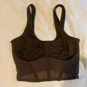 Small Espresso Brown Alo Airbrush Mesh Corset Bra